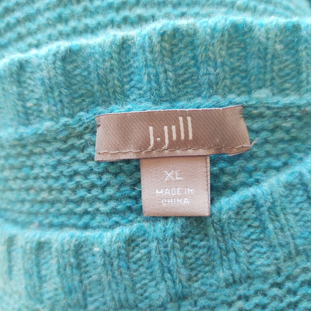 J.Jill sweater Extra Large XL wool blend Blue knit chunky pull over long sleeve - Picture 5 of 11